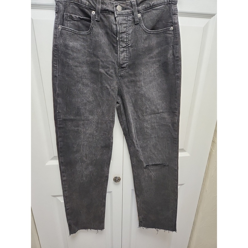 Old Navy Jeans Women's 8 Washed Black Extra High-Rise Sky Hi Straight 27" Inseam